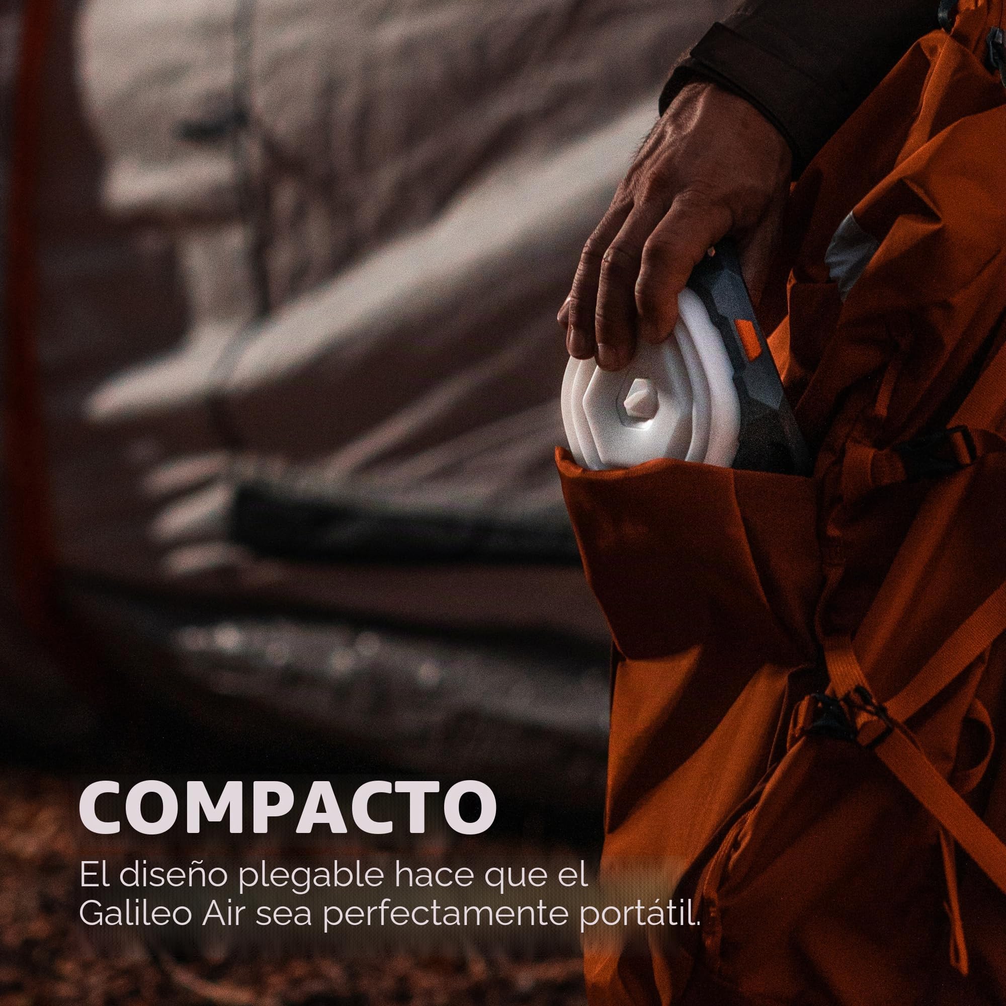 NEBO Galileo Air 500 Farol Camping Plegable – 500 Lúmenes | Plegable Plano | 6 Modos | Direct-to-Red | Smart Power Control | Gancho Plegable | IPX4 | 330g | 3x AA | Linterna de camping plegable inflable de 500 lúmenes, IPX7 resistente al agua, luz ultrali