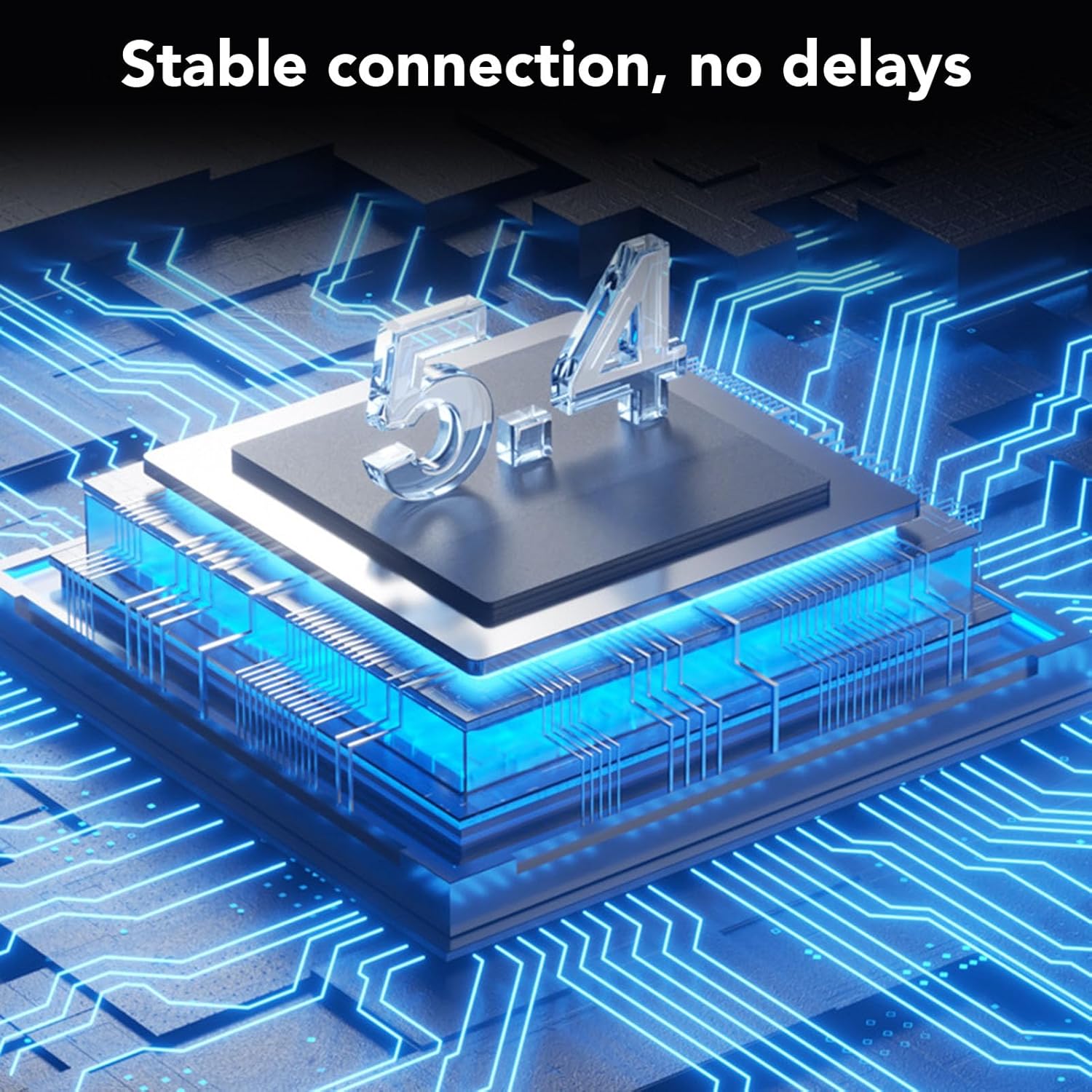 Digital representation of a chip with '5.4' indicating Bluetooth V5.4 technology