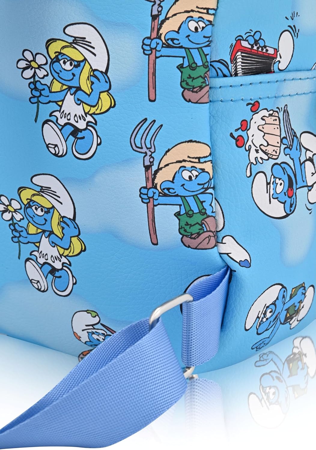 Fast Forward Smurfs Backpack for Women, Men, Boys, Girls, Unisex | Cute PU Leather 10" Smurfs Mini Backpack Purse Shoulder Purse | Smurfs Bag and Smurfs Accessories - Image 5