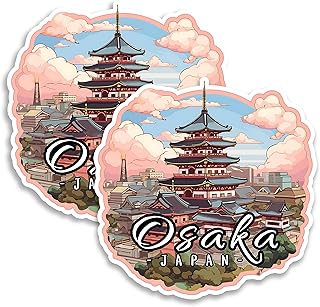 Osaka Japan Magnet 4 Inch 2-Pack City Asia – Strong Vinyl Decorative Travel Magnets for Fridge Locker Kitchen Office – Cute Fun Aesthetic Cool Durable & Long-Lasting Souvenir ID44999