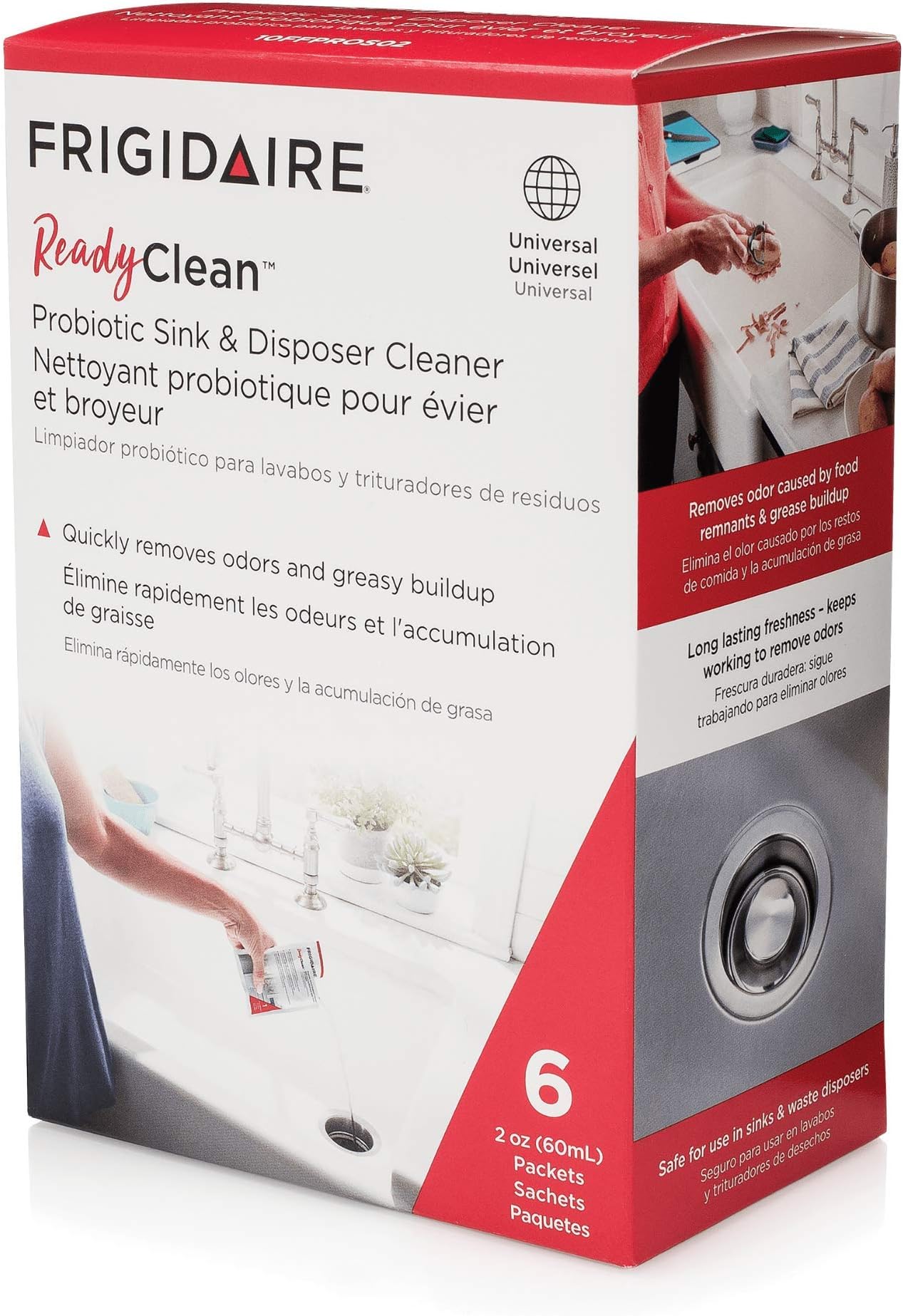 Frigidaire 10FFPROS02 ReadyClean Probiotic Sink & Disposer Cleaner, 6 Treatments
