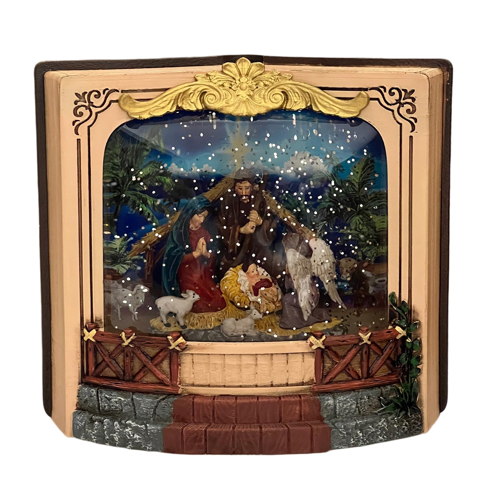 Eightown Nativity-2 Snow Globe Lantern Gold And White (Nativity-2)