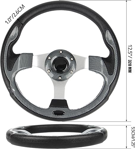 Miniatura 5 de Volante de carrito de golf de fibra de carbono de 12.5 pulgadas para Club Car DS & Precedent, EZGO TXTRXV Yamaha Most Golf Cart