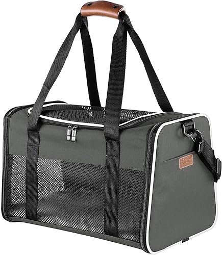 X-zone Pet - Transportador de mascotas aprobado por aerolíneas, suave cara, plegable, transportador de viaje para mascotas y gatos medianos, L,