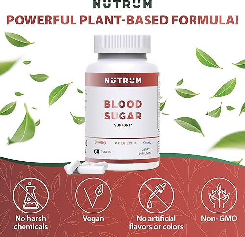 Miniatura 5 de Nutrum Apoyo al azúcar en sangre, suplemento dietético vegano para niveles de azúcar ya dentro del rango normal, fórmula natural de bienestar a base