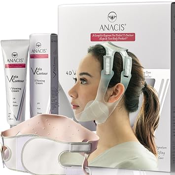 Chin Tightener Face Mask Toning Wrinkles Fine Lines Sagging Skin Neck Cream - V-Line face strap, Set