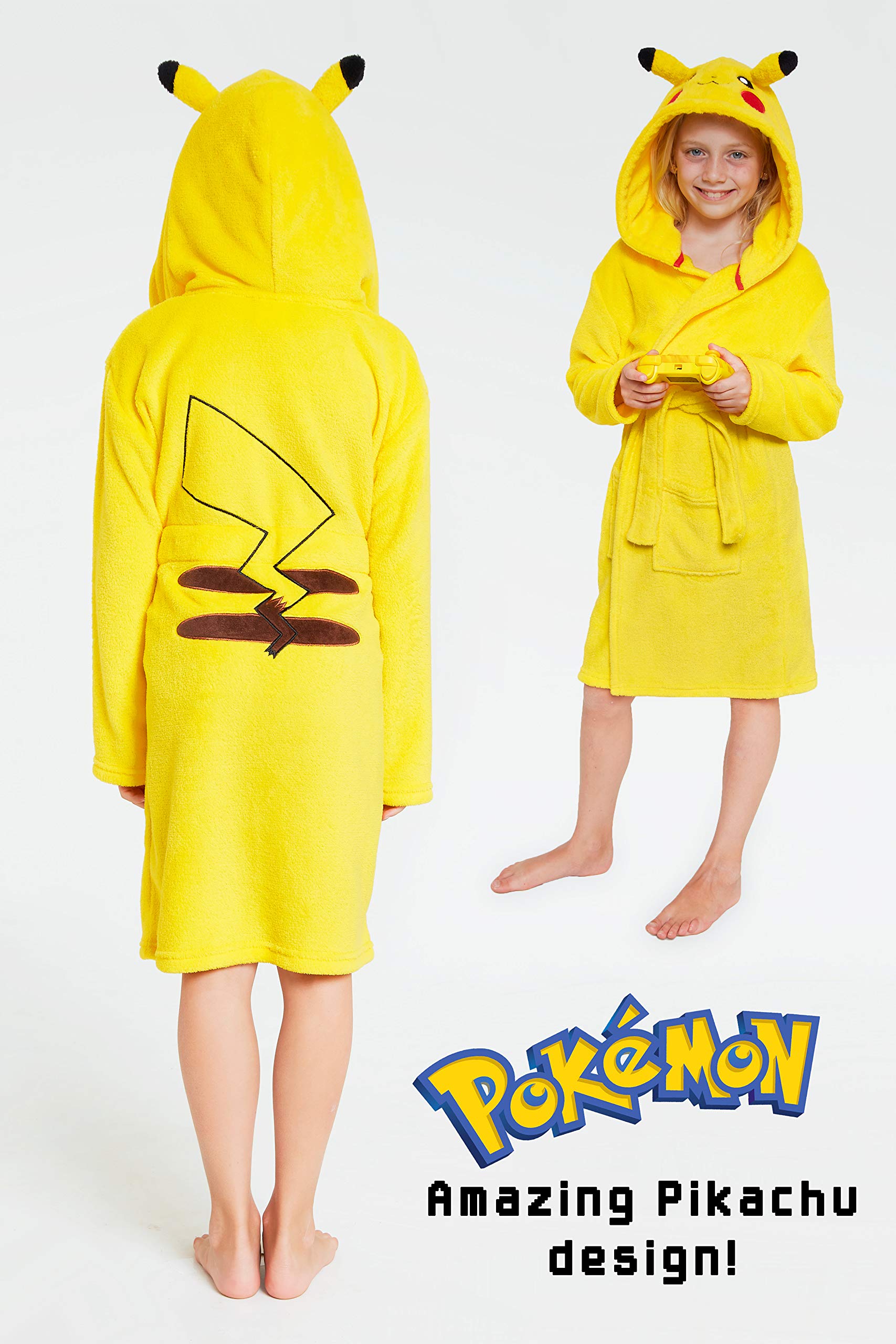 Buy Pokemon Dressing Gown with 3D Pikachu Hood, Soft Fleece Dressing