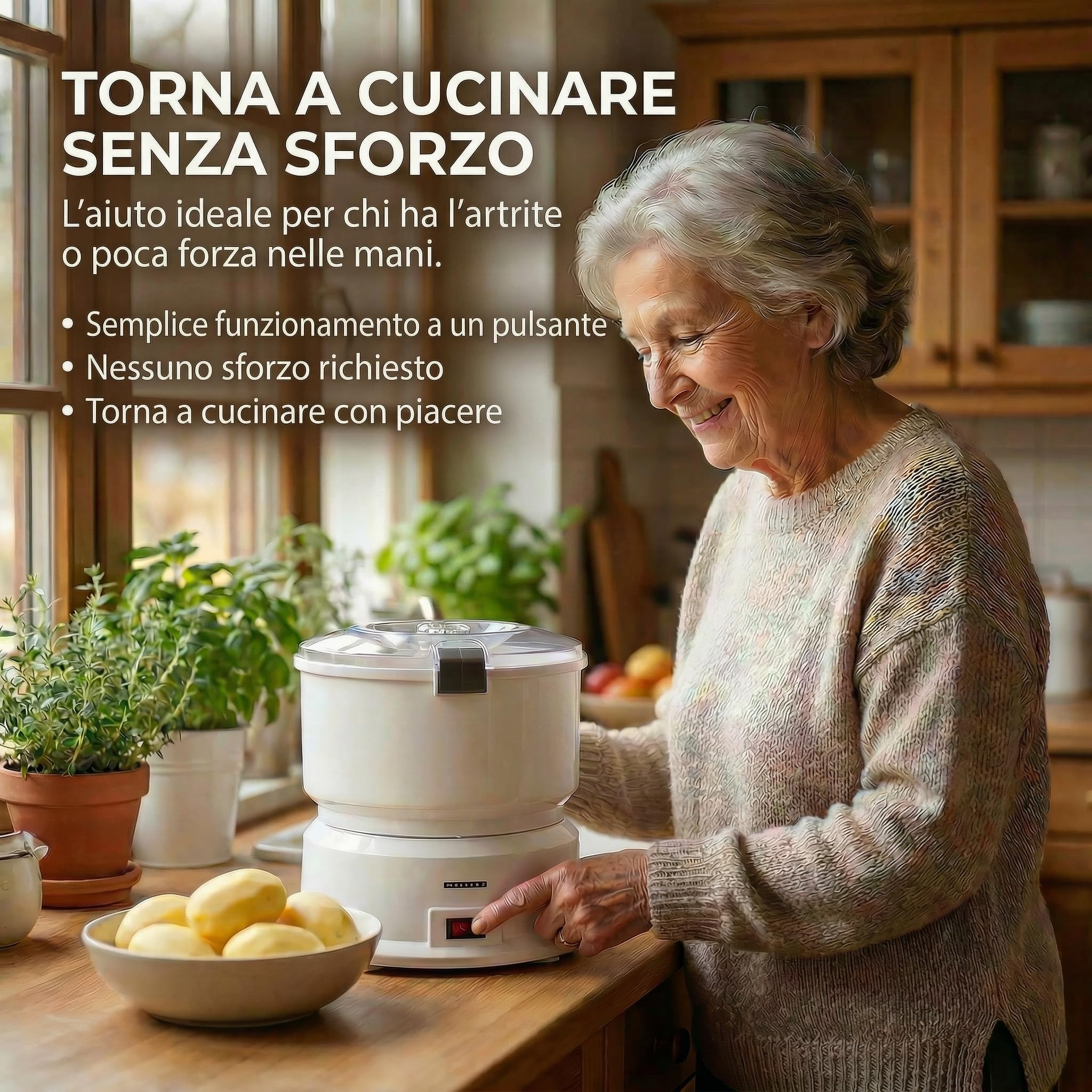 MELISSA 16220008 Pela Patate Elettrico, Pelatore Elettrico - capacità 1 kg, con centrifuga per insalata, 85 Watt, colore - Bianco | Pelapatate con centrifuga per insalata e verdure, capacità 1 kg, 85 Watt, bianco