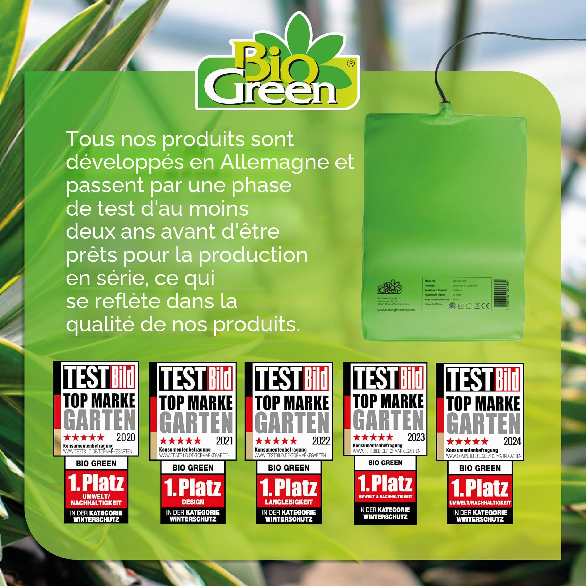 Bio Green WP 025-035 Plaque chauffante 0, 25 x 0, 35 m 15 W