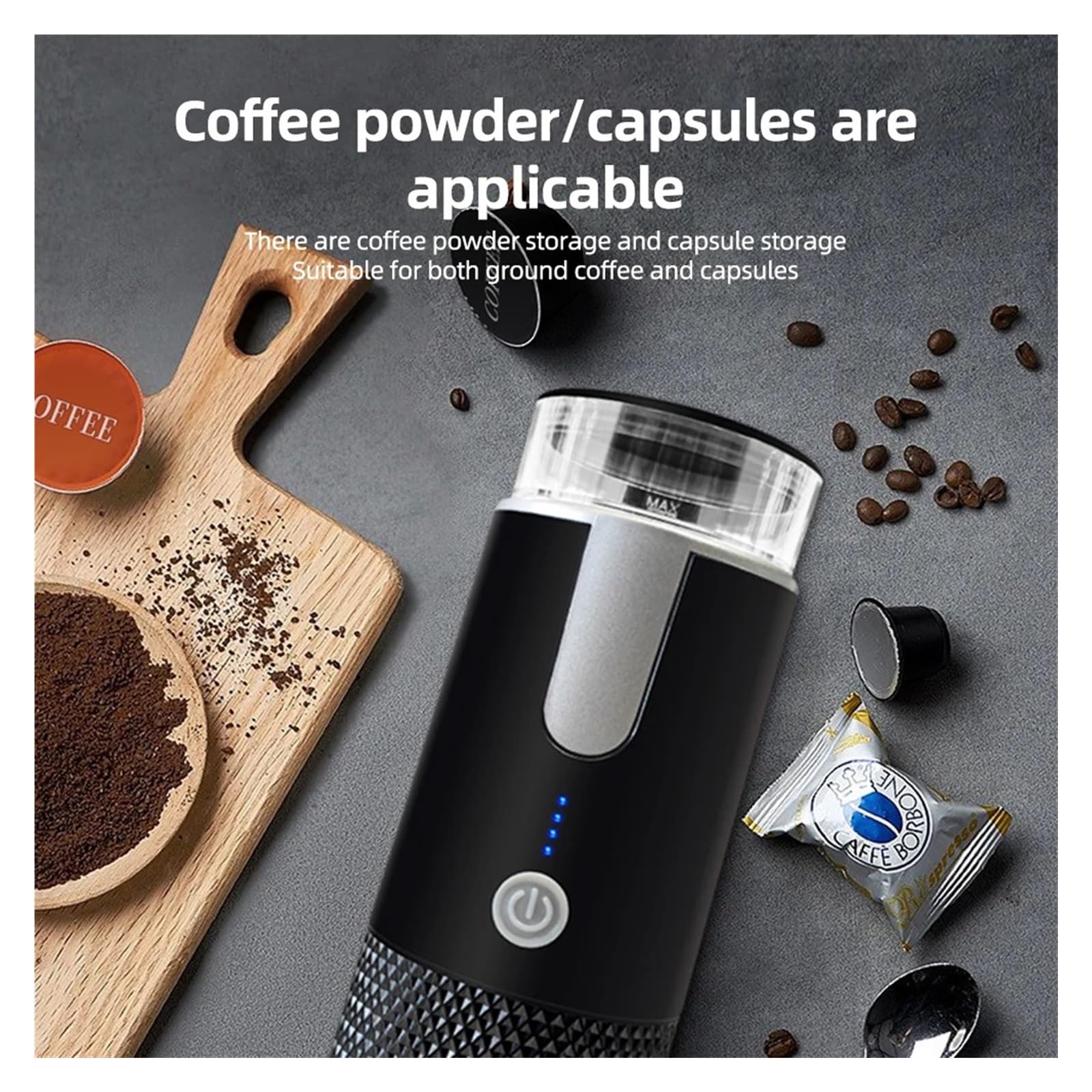 Macchina da Caffè Espresso Portatile, Macchine for caffè espresso elettriche portatili, monodose con tazza di caffè in polvere e contenitore for capsule, ricaricabili, automatiche per viaggi, campeggi