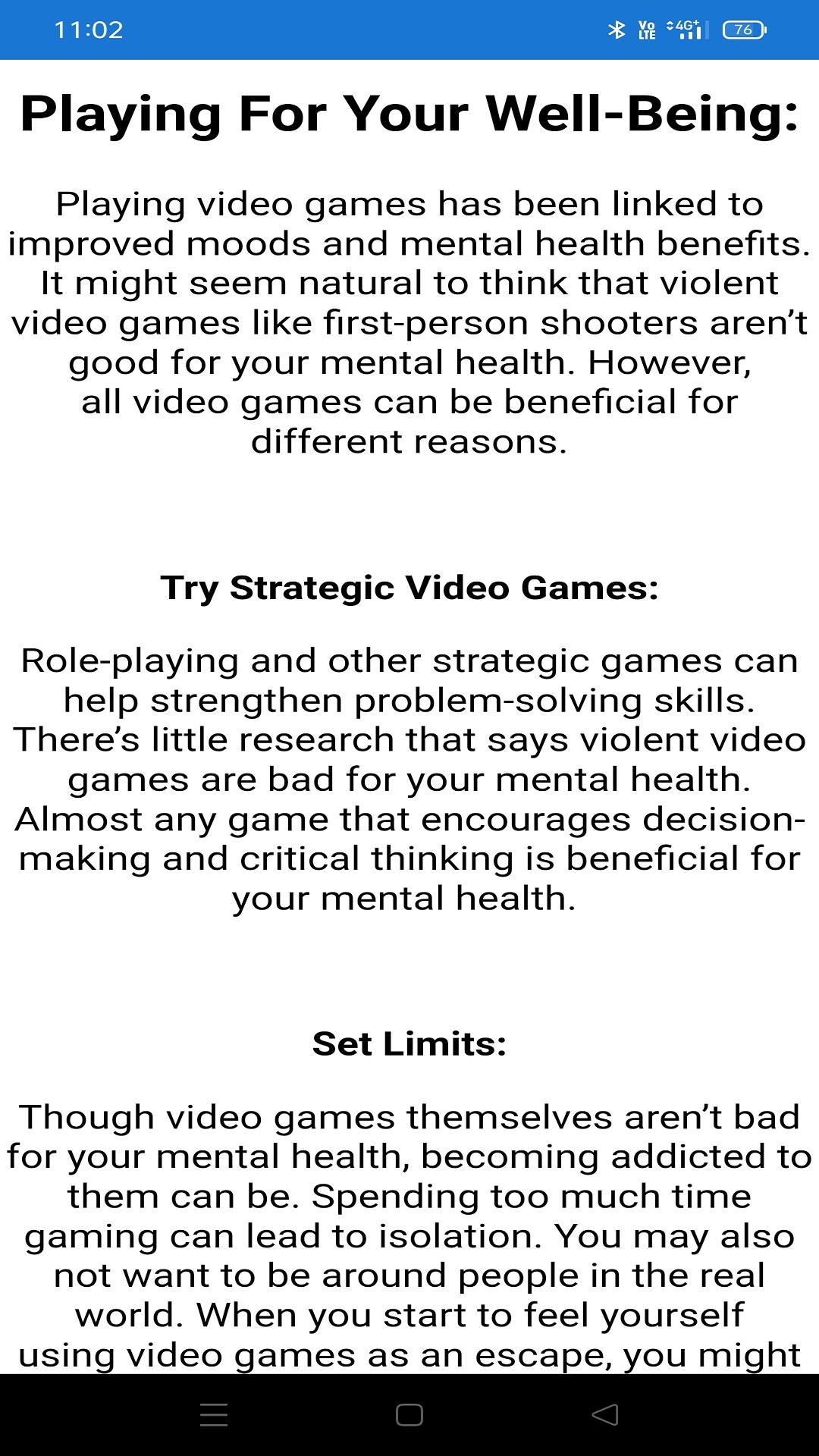Mental Benefits Of Playing Video Games:Amazon.in:Appstore for Android