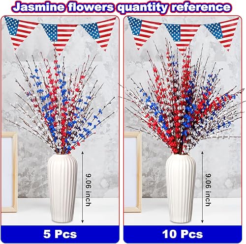 Miniatura 10 de 10 flores artificiales de jazmín de 30 pulgadas de largo, ramas secas para el día de la madre, hogar, oficina, bricolaje, plantas de arte floral,