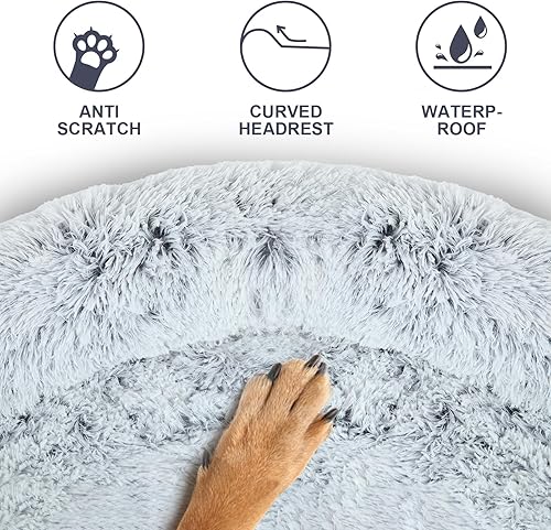 Miniatura 2 de Lujoso protector de sofá cama para perros de espuma viscoelástica, funda extraíble de felpa esponjosa para perros lavable, sofá cama calmante para