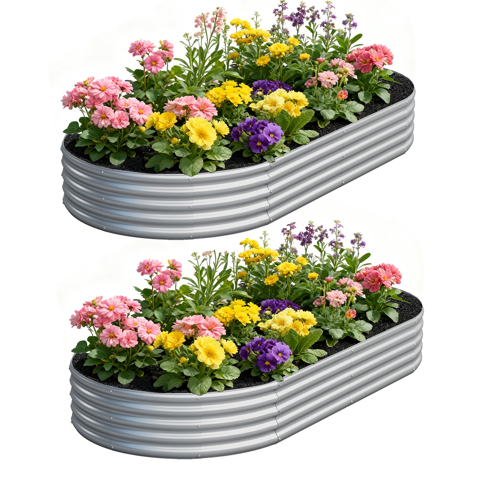 zizin 2-Pack Galvanized Raised Garden Bed 8x4x1ft