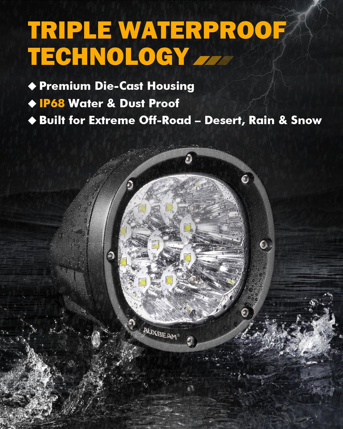 Auxbeam 4 Inch LED Offroad Lights, P4 Series 90W LED Offroad Driving Lights, Super Bright White Spot Beam Auxiliary Work Light with Wiring Harness Kit for Truck Pickup SUV ATV UTV 4x4 Jeep