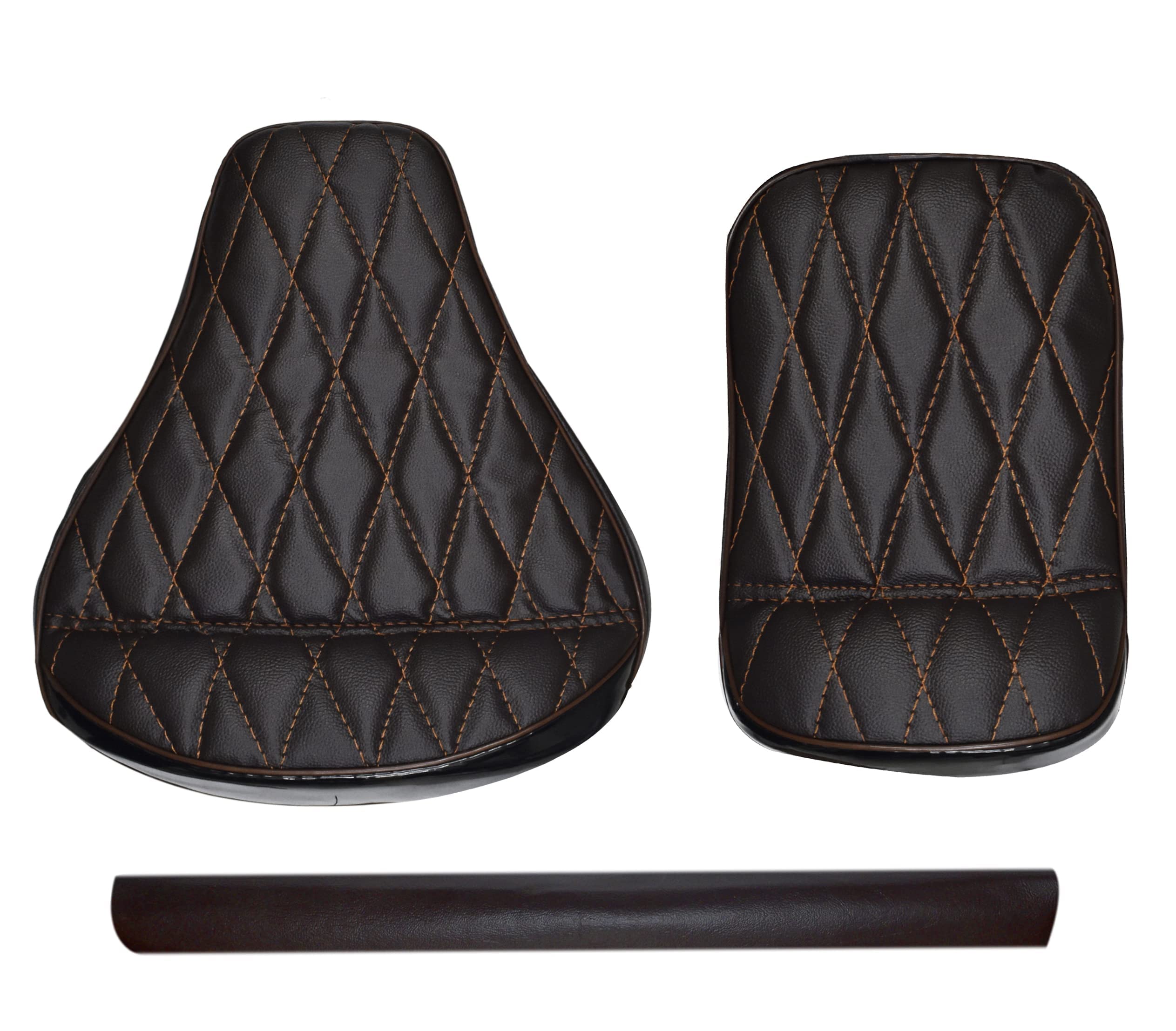 Seat Cover Diamond Cut Design with Back Rest Foam Combo Compatible with Classic 350cc (2012-2020)