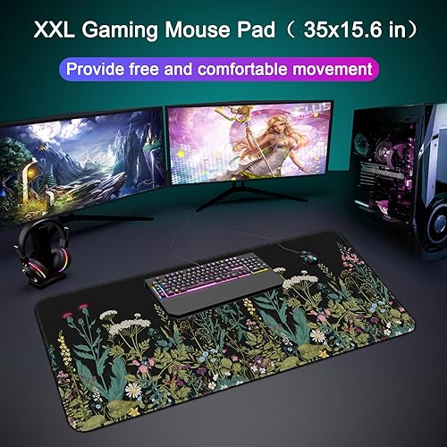 Vista 92 de Alfombrilla de escritorio, alfombrilla grande para mouse de 35 x 15.6 pulgadas, XXL extendida para juegos, con base antideslizante, alfombrilla