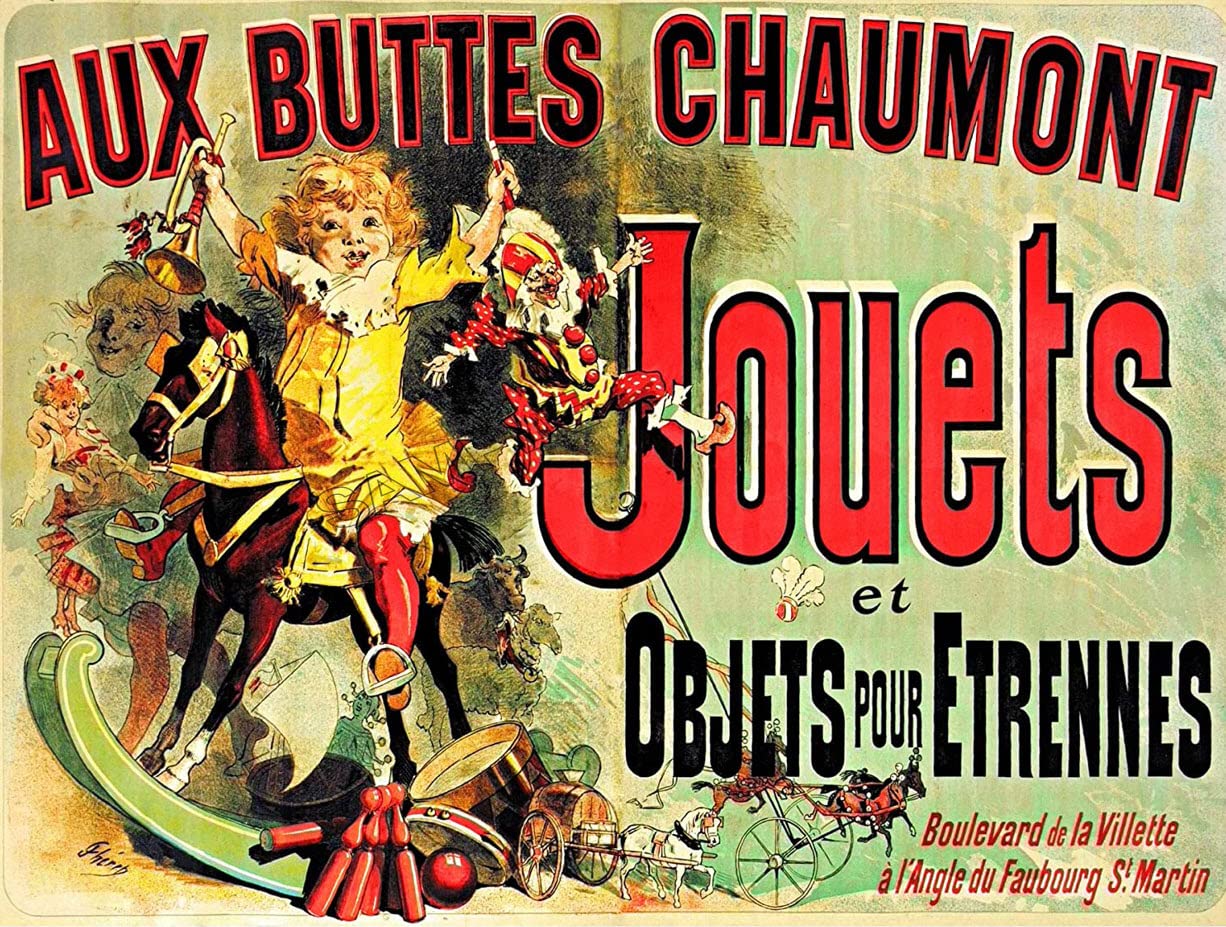 Multicolor Vintage Poster Aux Buttes Chaumont Jouets France Advert Photo Wall Art Picture Poster A4