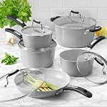 Starfrit The Rock Terra 10-Piece Cookware Set, Ceramic Non-Stick Rock.Tec Surface, Thick Aluminum Base, Oven & Dishwasher Safe, PFAS-Free