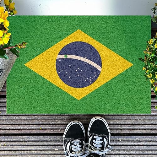 Miniatura 5 de Tapete de bienvenida con bandera de Brasil, tapete patriótico de bandera nacional, tapete de fibra de coco rústica, tapete de entrada antideslizante