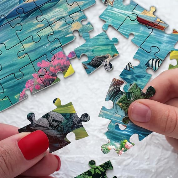 Beach Ocean Puzzles for Adults 1000 Pieces Nature, Summer Hawaii Landscape Scenic Jigsaw Puzzles, Bird Plant Flower Fish Sea Turtle Scenery Puzzle