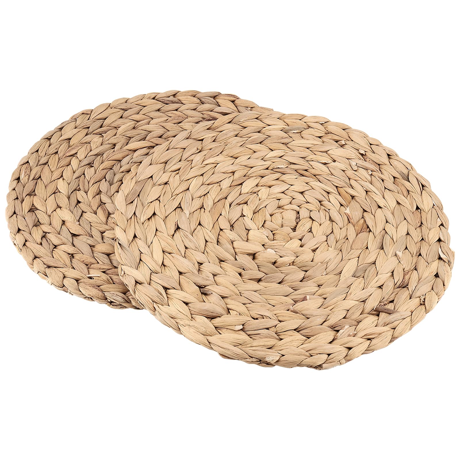 Lot de 8 Sets de Table Ronds tissés en Jacinthe d'eau Naturelle résistante à la Chaleur 30 cm