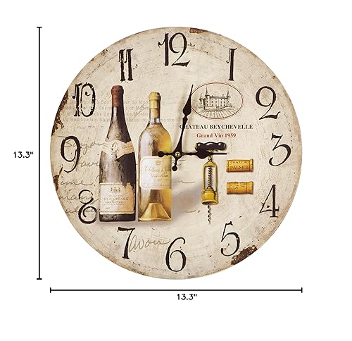 Miniatura 4 de Yosemite Home Decor Reloj de pared circular de madera, MDF marrón, cara de ilustración, texto negro, manecillas negras, 1.4 x 13.31 x 13.31 pulgadas