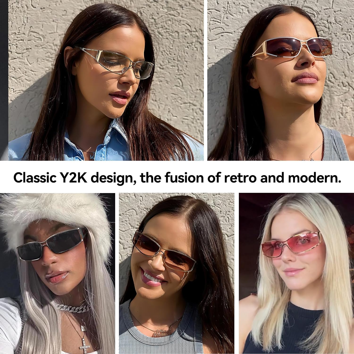 Dollger Y2k Sunglasses for Women Trendy Y2K Glasses Metal Wrap Around Retro 2000S Sunglasses - Image 6