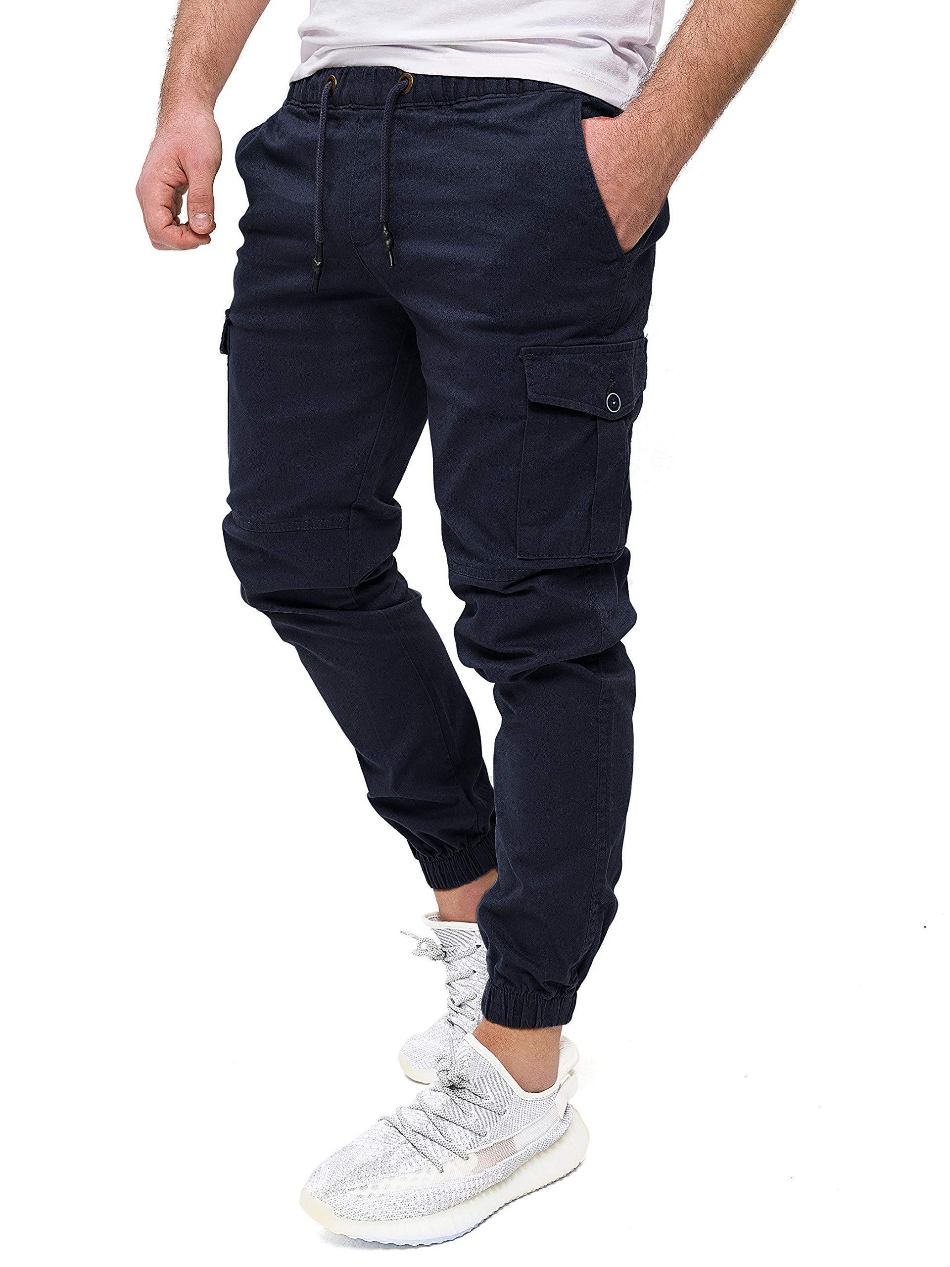 PITTMAN Darius - Herren Cargohosen - Baumwoll Cargo Chino Hose - Männer Arbeitshose - Baumwollhose, Blau (Sky Captain 193922), W38/L34