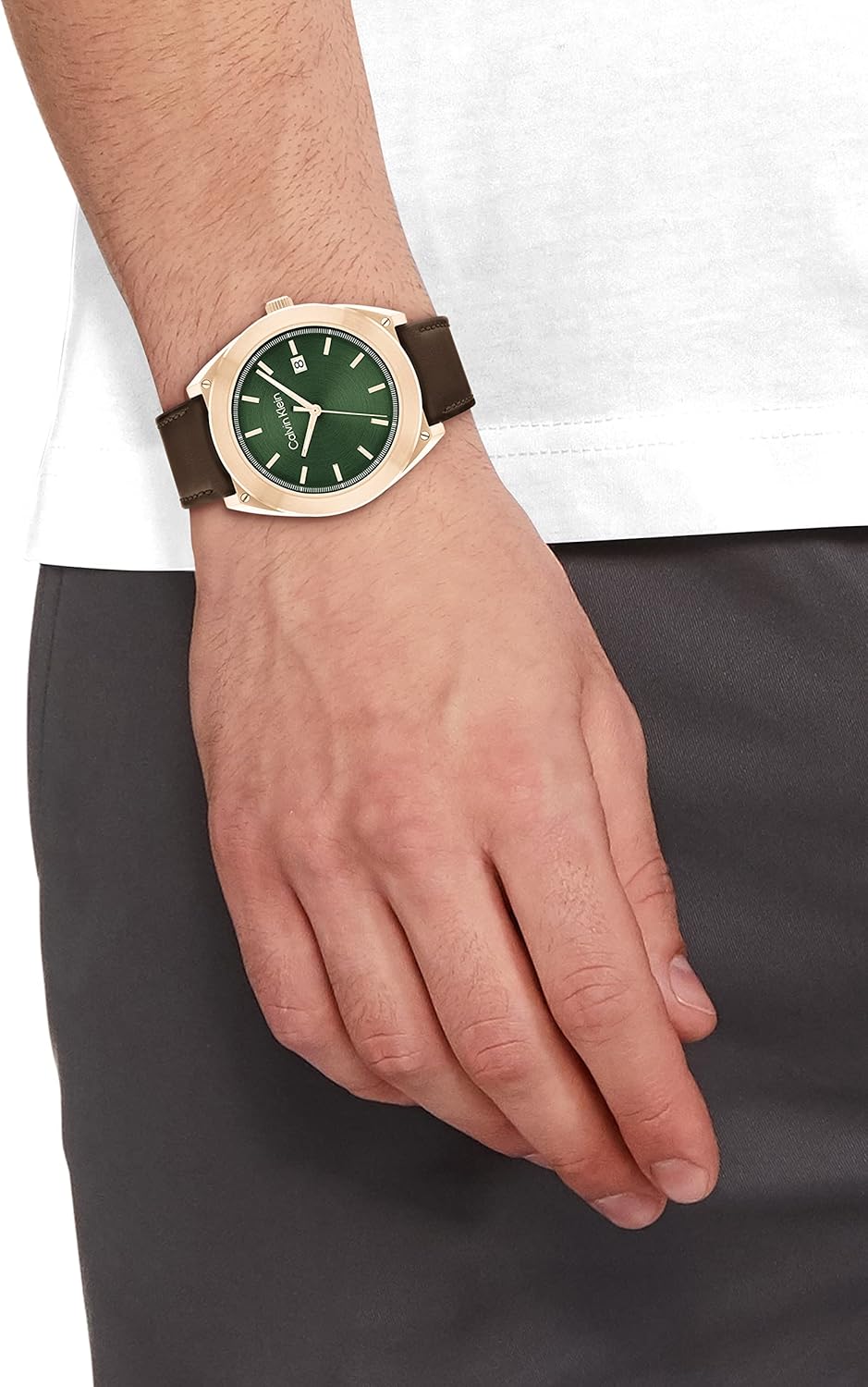 Calvin Klein Orologio Analogico al Quarzo da Uomo con Cinturino in Pelle Marrone - 25200202 Calvin Klein Orologio Analogico al Quarzo da Uomo con Cinturino in Pelle Marrone - 25200202