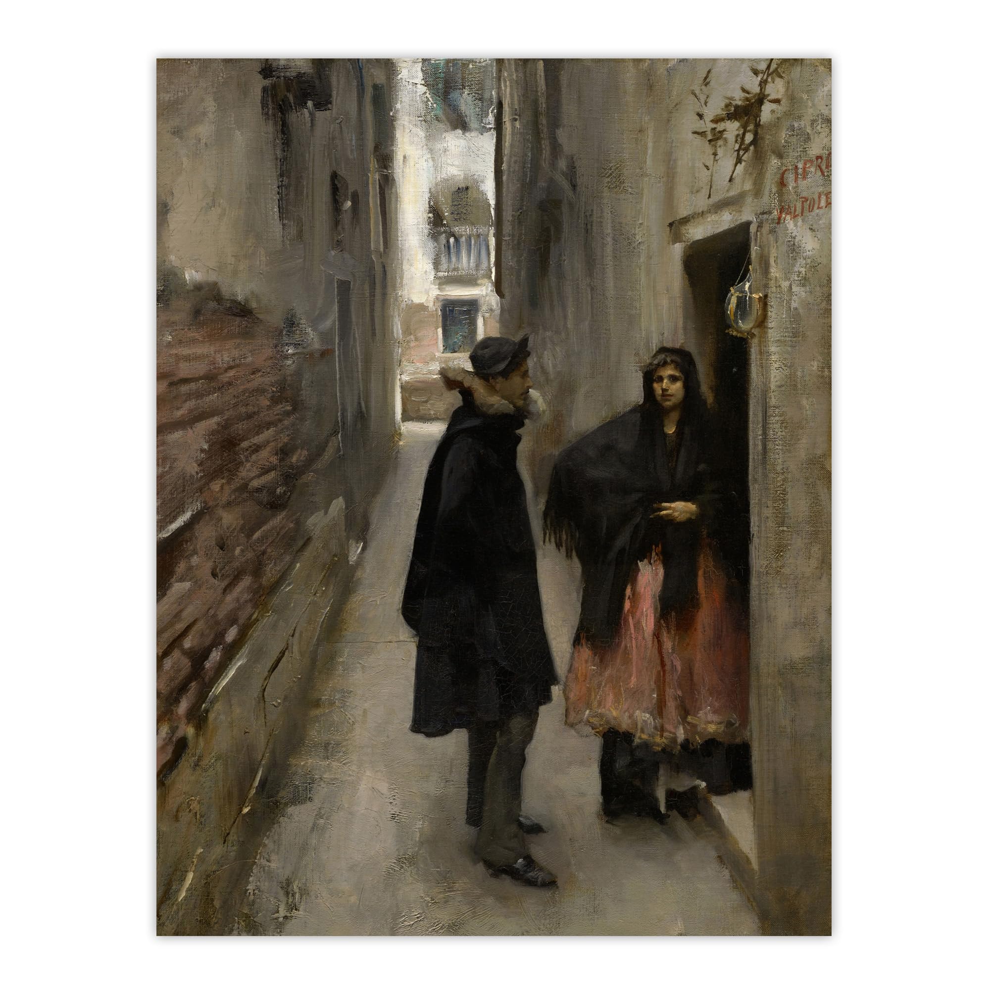 Artery8 Narrow Street in Venice By John Singer Sargent Wall Art Print 12X16 : Narrow European street drenched in sunlight, evocative artwork for corridor or living room