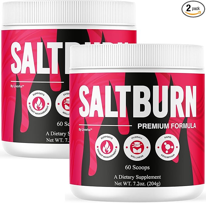 (2 Pack) SaltBurn Powder - Official SaltBurn Premium Supplement Advanced Formula - Maximum Strength, Daily Formula Powder for Overall Health Lifestyle and Wellness Support, 120 Servings for 2 Months