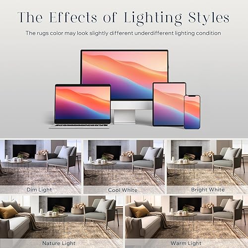 Miniatura 7 de Phantoscope Alfombra de pasillo de 2 x 8 pies  Alfombra bohemia lavable antideslizante para cocina, ultrafina, vintage, envejecida, para entrada,