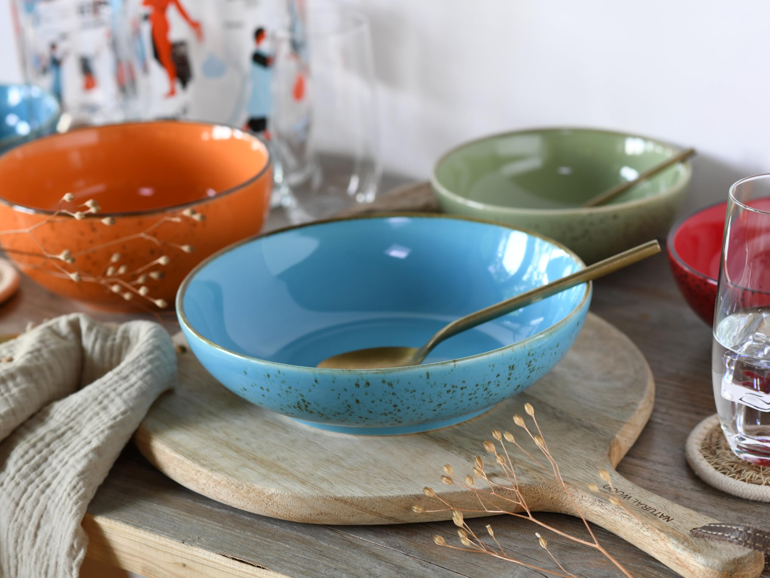 CreaTable, 24223, seria Nature Collection Mediterran, 12-częściowy zestaw dla 12 osób, zestaw misek ze stali nierdzewnej, do mycia w zmywarce i do mycia w zmywarce do naczyń, produkt wysokiej jakości