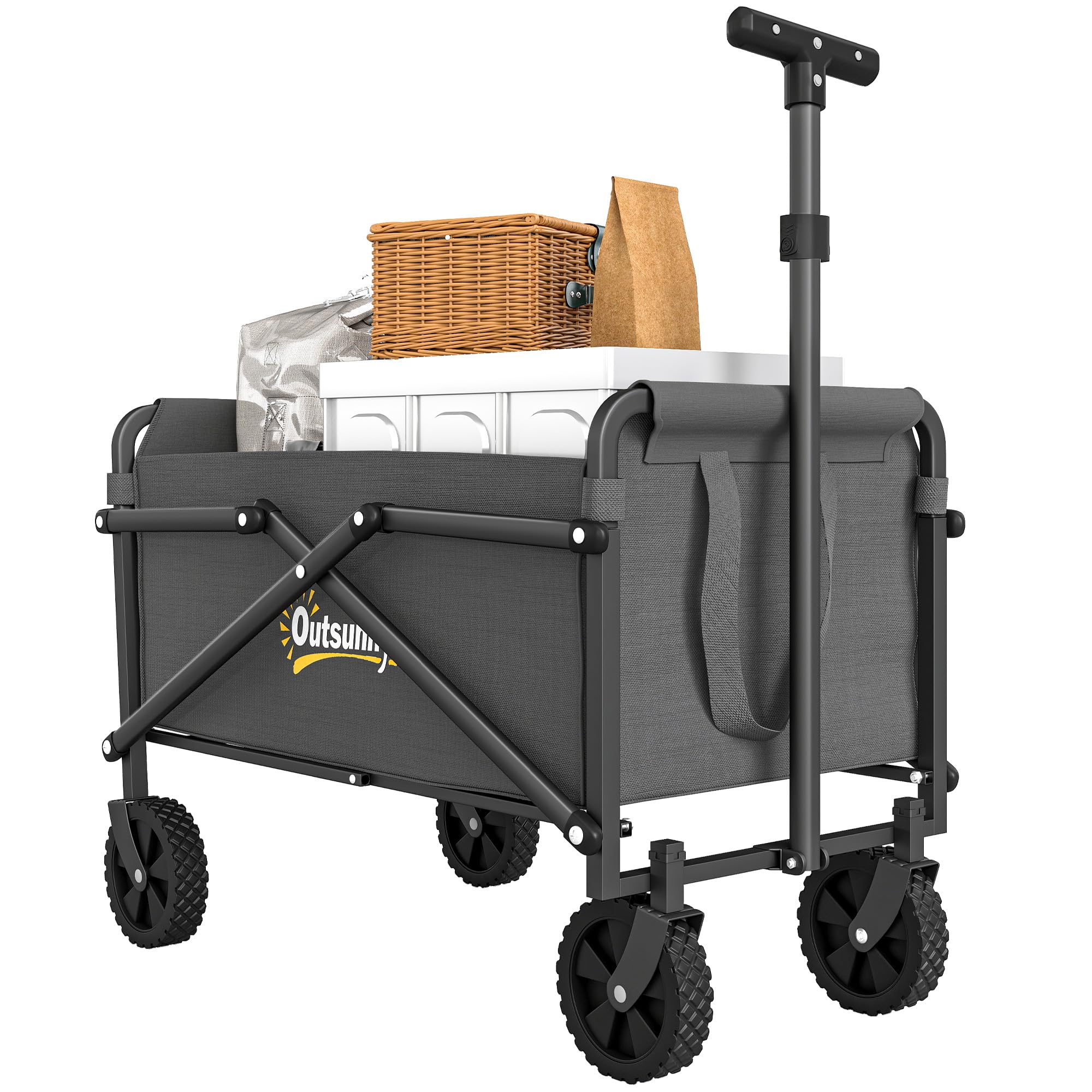 Outsunny Grey 41L Festival Trolley, 60Kg Heavy Duty Folding Trolley Cart,
