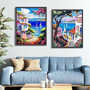 ZTOTZ Paint by Number Kits for Adults,Painting by Number Landscape Ocean,Paint by Numbers Adults Seaside Scenery, DIY 16X20 Paints by Color Canvas Set Without Frame