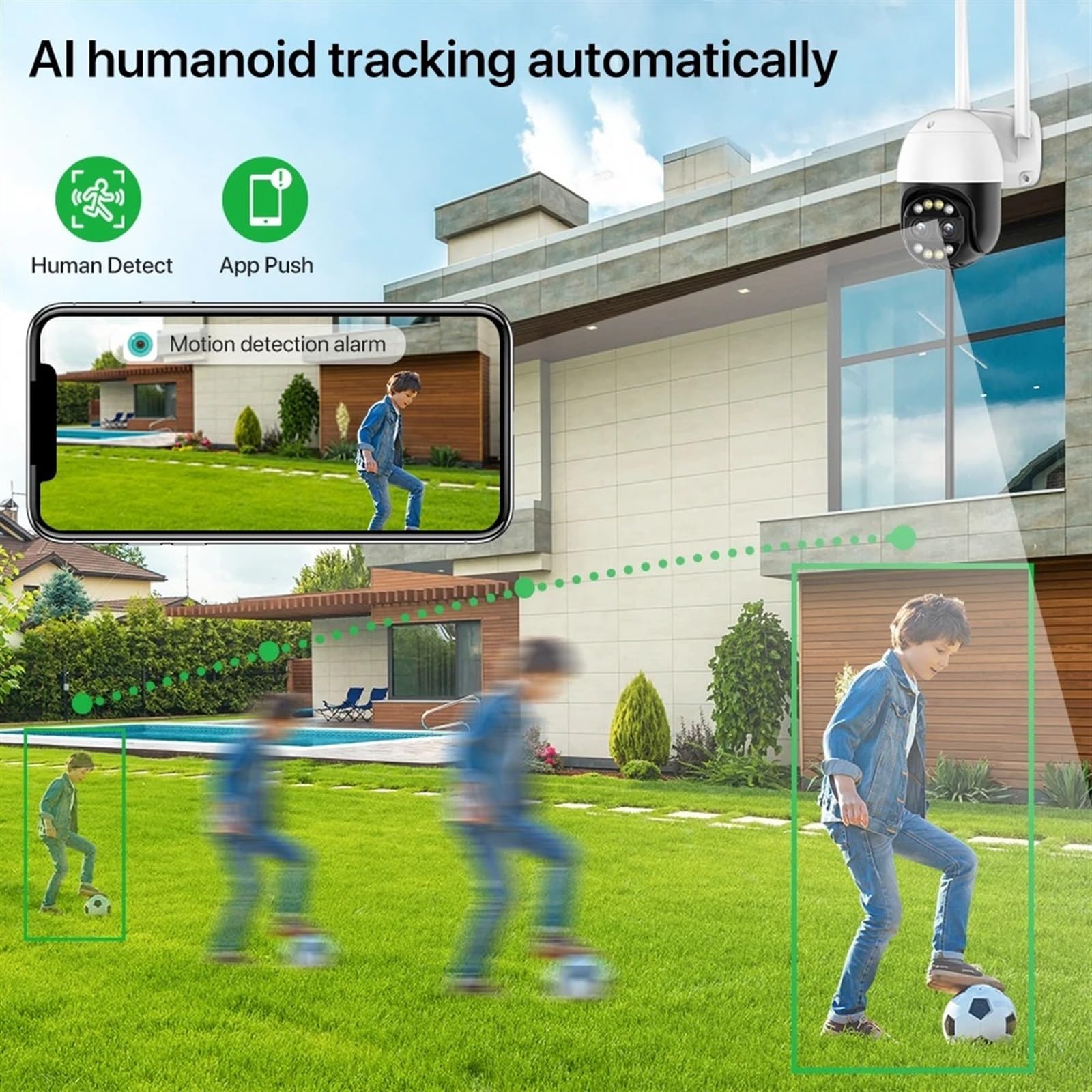Kamery Monitoringu, Kamera IP 8 MP 4K PTZ 8x Zoom hybrydowy 2,8 + 12 mm Kamera Wi-Fi z dwoma obiektywami Automatyczne śledzenie 4 MP Audio Bezpieczeństwo Nadzór wideo(4MP NO Card)