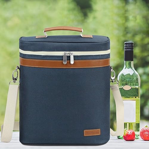 Miniatura 94 de ZORMY Bolsa de vino aislada para una sola botella, 1 botella de vino bolsa acolchada enfriador de vino perfecto para amantes del vino o regalo