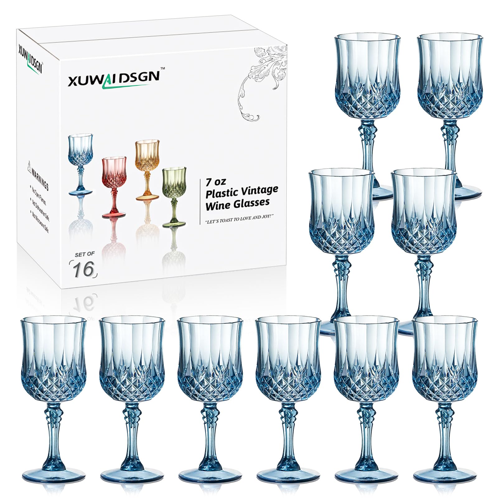 Vintage Wine Glasses - 24 Pack, Durable & Affordable -10