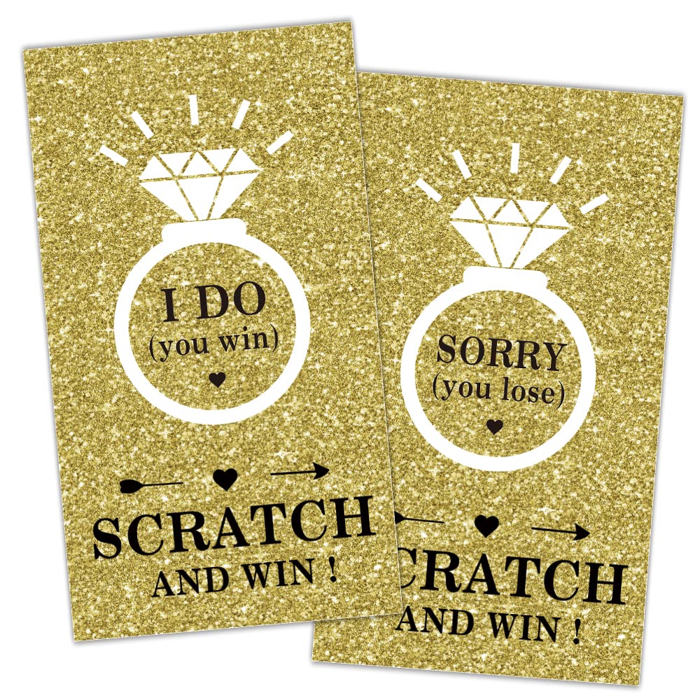 REWIDPARTY Gold Diamond Bridal Shower Scratch Off Game Cards（32 PCS） Gift Certificate Scratch Off Cards Activity for Wedding Festive Raffle Tickets Family Holiday Games Supplies for Kids Adults