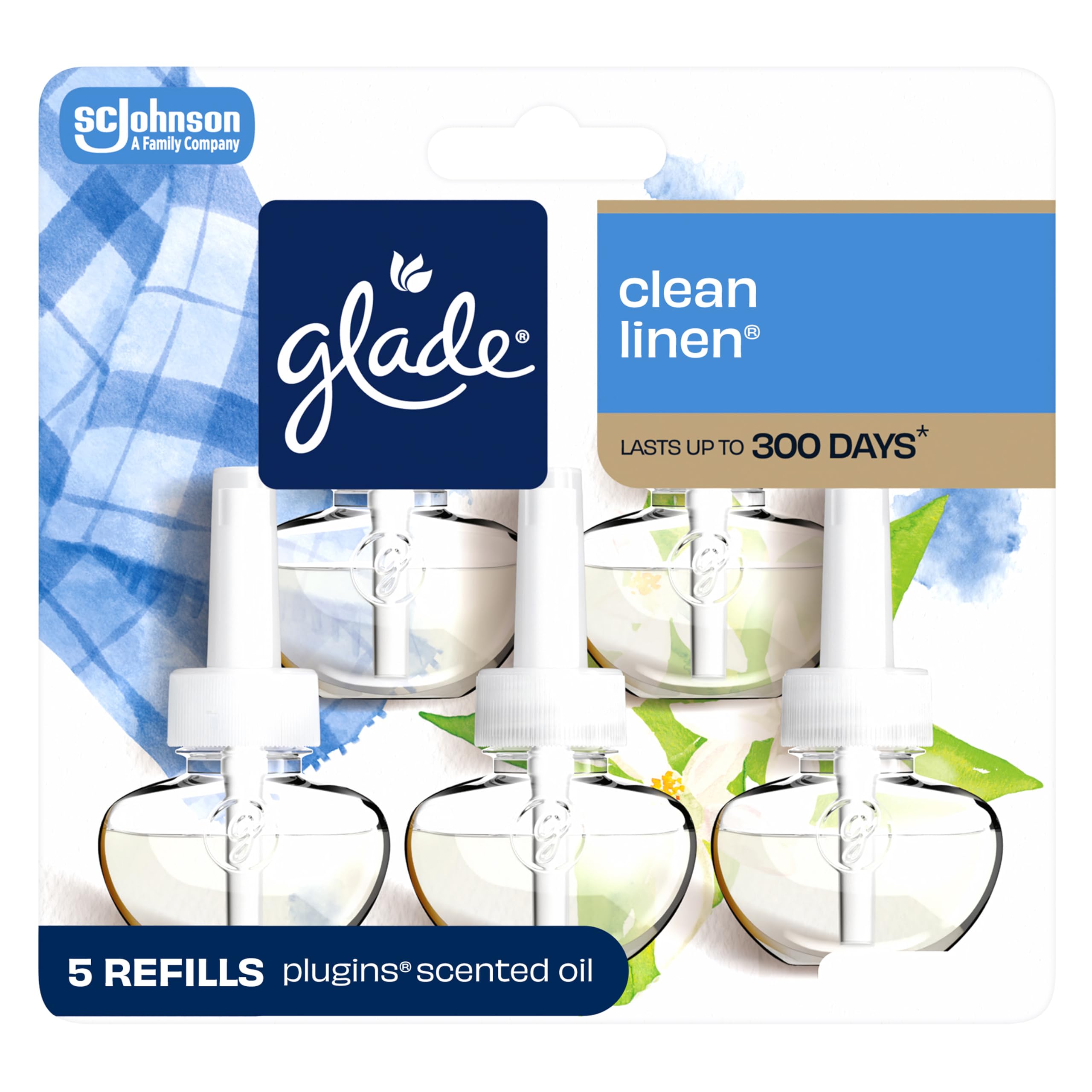 Glade PlugIns Refills Air Freshener, Clean Linen, 5 Count