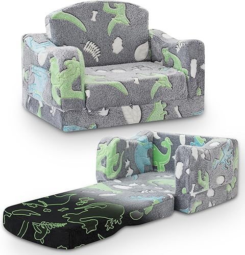 Silla y sofá grueso y cómodo para niños, sofá plegable de felpa suave 2 en 1 para niños, sofá convertible a tumbona para niños pequeños