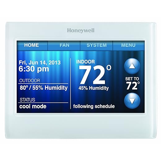 Honeywell TH9320WF5003 Wi-Fi 9000 Color Touch Screen Programmable Thermostat, 3.5 x 4.5 Inch, White, 'Requires C Wire" (Renewed)