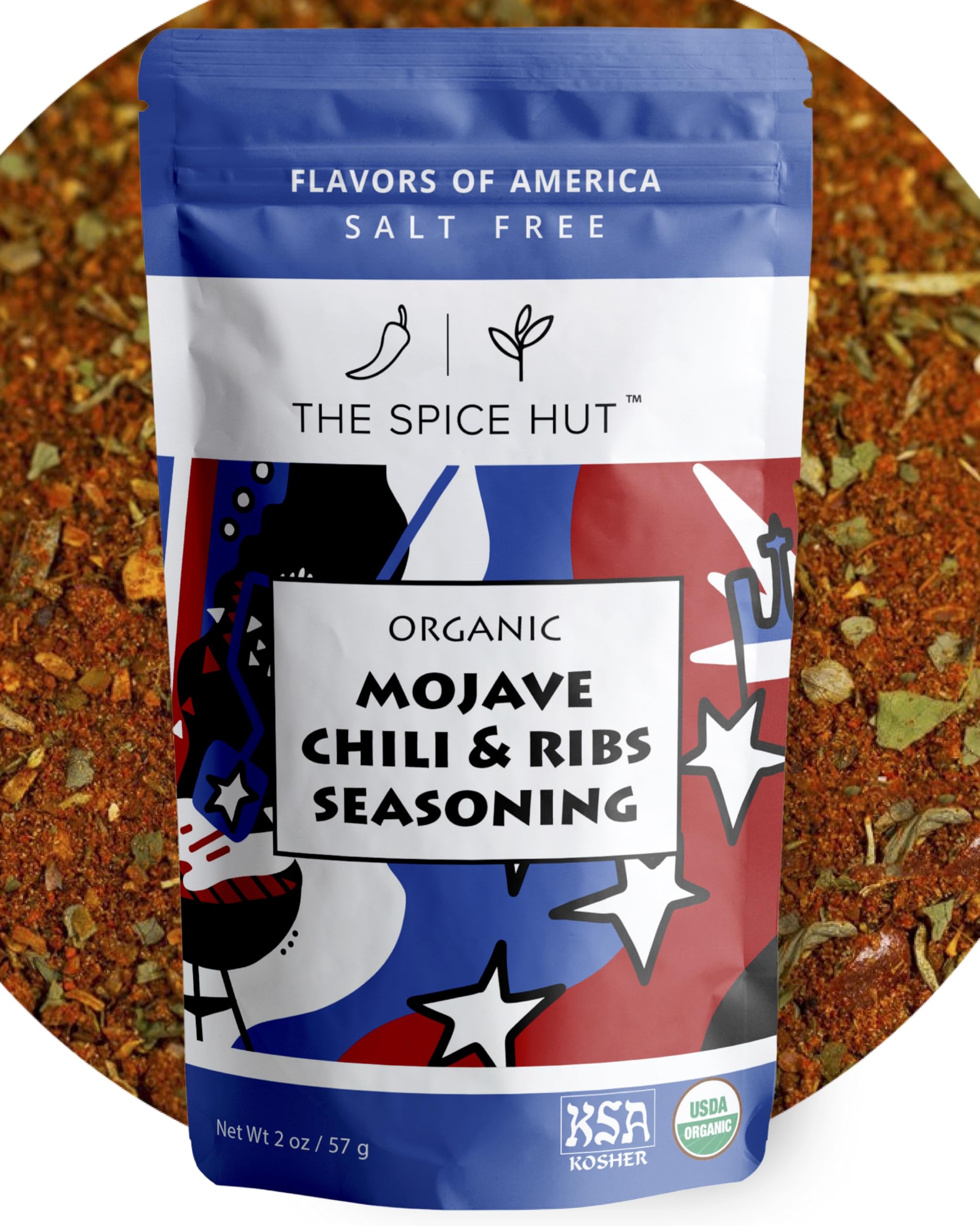 Organic Mojave Chili & Ribs Seasoning, Blend for Southwestern TexMex Cooking small pouch - salt free, 2 Ounce,