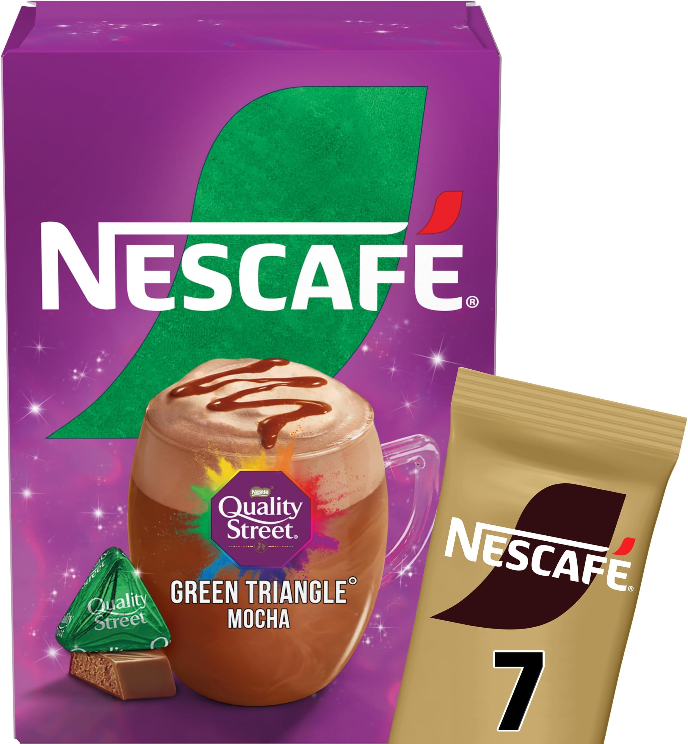 NESCAFÉ Green Triangle Quality Street Mocha 7 x 19g Sachets, 100 Responsibly Sourced Coffee