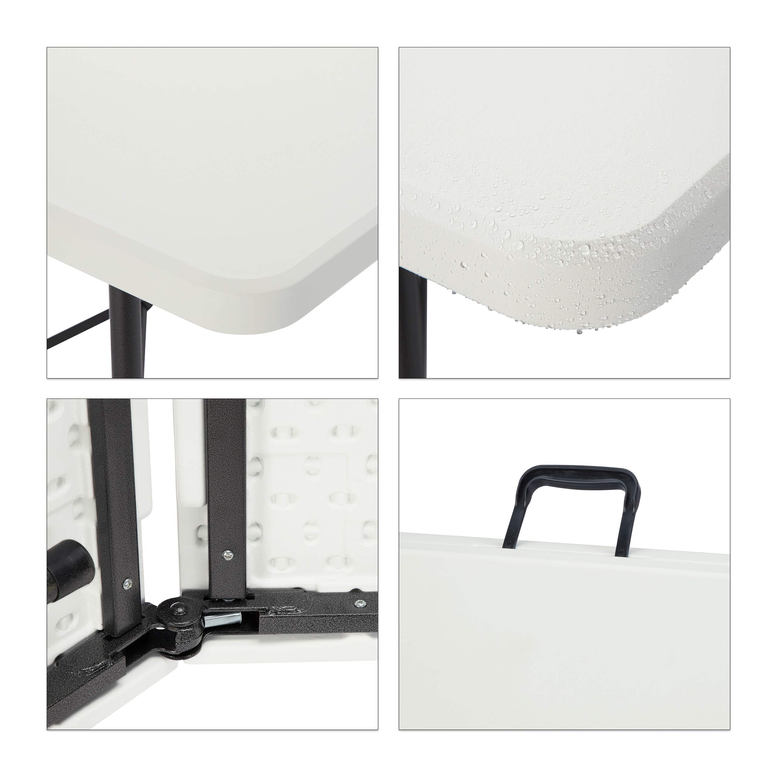 Relaxdays Panca da Birreria, Set da 2 Panchine Pieghevoli, Portatili, Facili da Lavare, Plastica, HLP 42x180x25cm,bianco
