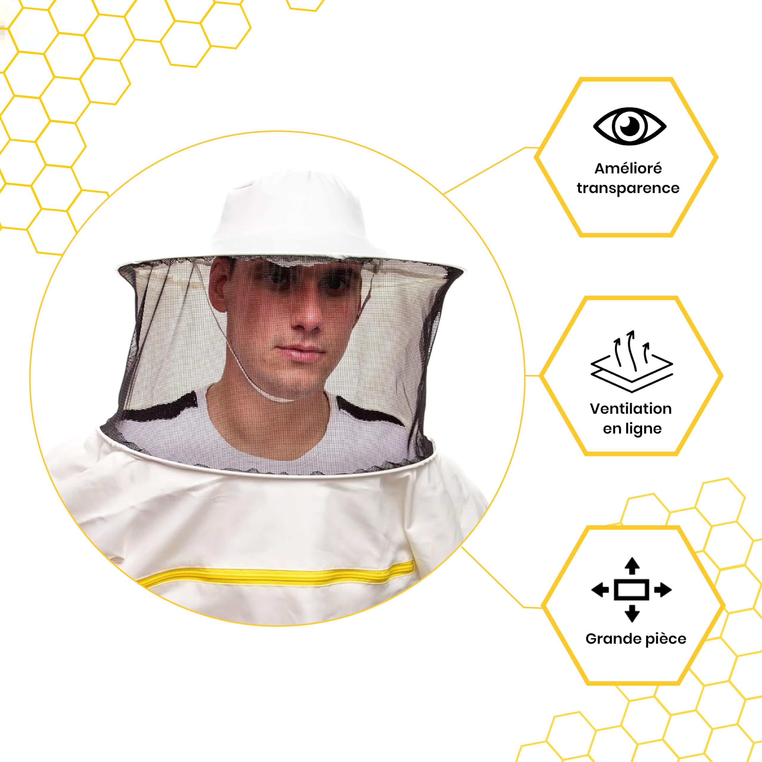 Vêtements apicoles de qualité Bee Art. Tenue avec bonnet rond, manches et élastique. Produit professionnel, matériel apicole, veste d'apiculteur, excellente protection pour les apiculteurs L