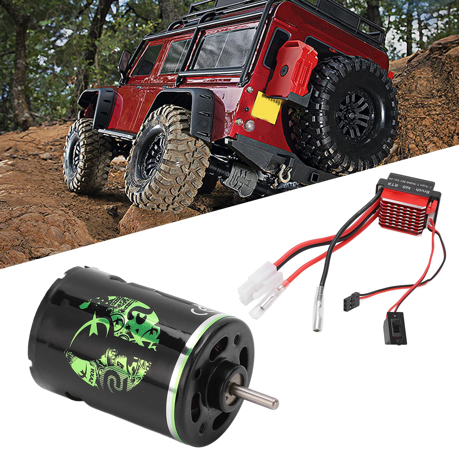 Silnik szczotkowy RC, 540 High Torsion Low Noise Dual Mode 360A ESC, kompatybilny z RC SUV (35T) dla lepszej wydajności i bezpieczeństwa (35T)