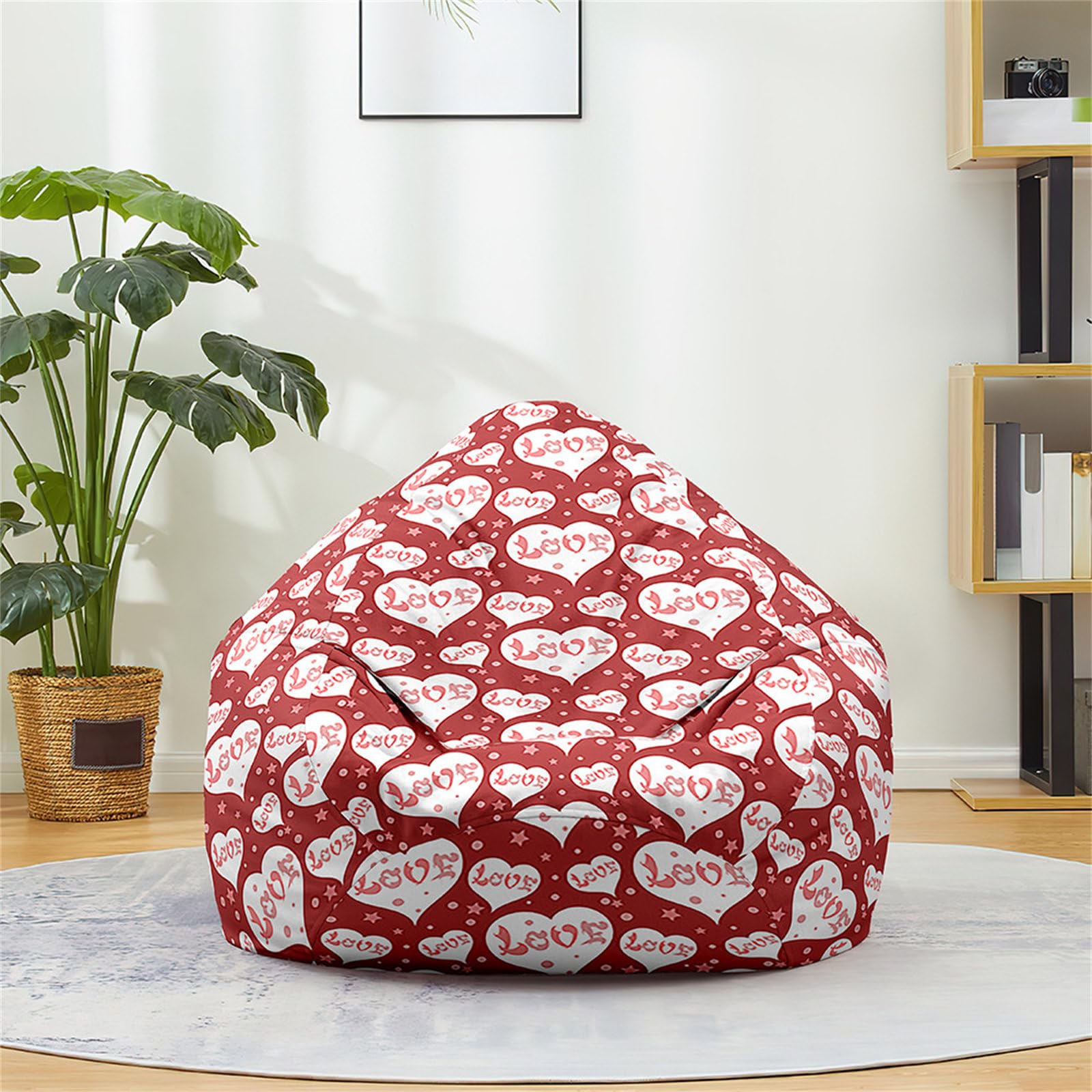 Odot Bean Bag (No Filler), Valentine's Day Series Soft Gaming Bean Bag Chair for Adult Teenagers, Washable Bean bag Cover for Outdoor Livingroom Garden Bedroom Playroom Dorm (Love 2,M(80x90cm))