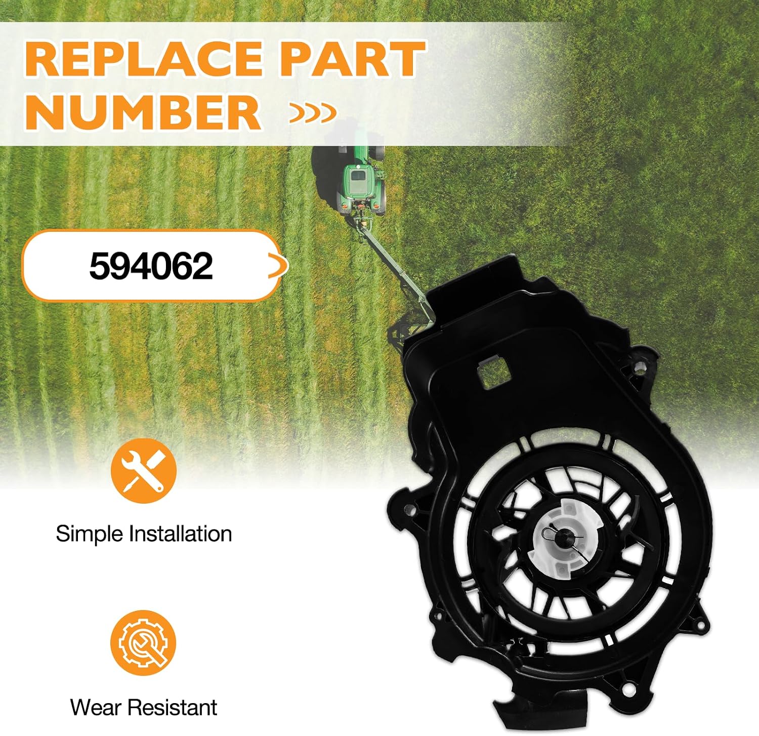 HQPASFY 594062 Rewind Starter, Recoil Starter Assembly Pull Start for 093J02, 103M02, 103M05, 103M0B, 104M02, 104M05 Lawn Mower